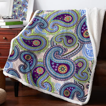 Цветочная текстура Пейсли, зимнее теплое кашемировое одеяло для кровати, шерстяные одеяла для офиса, покрывало на кровать