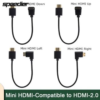 Высокоскоростной HDMI-совместимый кабель OD3.2mm, Mini HDMI-совместимый 2.0, вверх Вниз, влево, вправо, под углом 90 градусов, мужской Тонкий короткий кабель