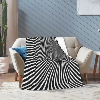 Абстрактное Геометрическое И Иллюзионное 3D Монотонное Одеяло Mystery Vortex Для кровати, Фланелевое Одеяло, Фланелевое одеяло, Одеяло для кондиционирования воздуха
