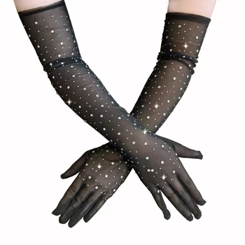 Стильные перчатки в сеточку, украшенные сверкающими стразами, идеально подойдут для выпускных вечеров, костюмированных вечеринок, тематических мероприятий, прямая поставка