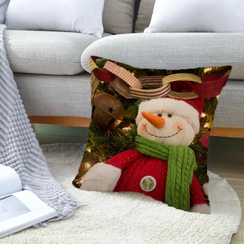 Чехлы для подушек 45x45 Рождественский снеговик с двусторонней печатью, чехлы для подушек 45 * 45, короткие плюшевые наволочки для декора кровати осенью