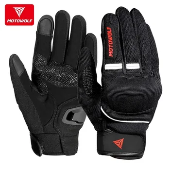 Перчатки для езды на мотоцикле Motowolf, женские дышащие перчатки для гонок по бездорожью с сенсорным экраном на весь палец, перчатки для предотвращения падения Four Seasons