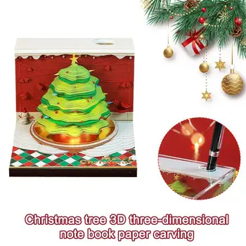 3D Трехмерная записная книжка с Рождественской елкой, вырезанный из бумаги блокнот, Домик на дереве, Календарь, Офисные заметки, декор для памятки, подарок на день рождения