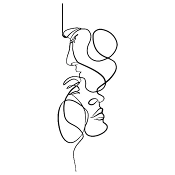 Художественное металлическое настенное искусство для спальни Минималистичный дизайн Настенные скульптуры Декор Линия поцелуев влюбленных Художественное оформление Художественное оформление