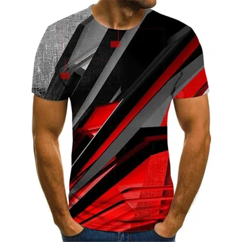 Летняя новая мужская простая мода с 3D-печатью, свободная спортивная дышащая одежда для отдыха с круглым вырезом, топ, футболка с коротким рукавом