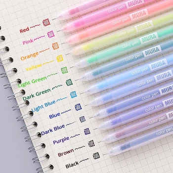 12 Цветная ручка Macaron Kawaii, Набор из 12 цветных гелевых ручек, шариковая ручка 0,5 мм для журнала, Милые японские Стационарные школьные принадлежности