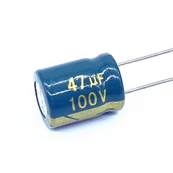 100 шт./лот высокочастотный низкоомный алюминиевый электролитический конденсатор 100v 47UF размер 8*12 47UF 20%