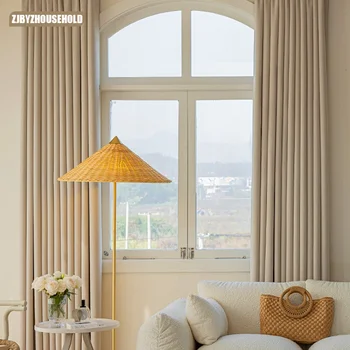 Французская затеняющая ткань из синели, высокоточные жаккардовые шторы с молочным чаем для гостиной, столовой, спальни, эркерные окна
