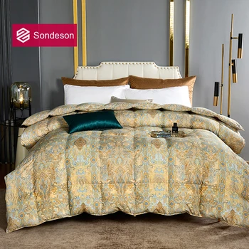 Sondeson Bohemia Premium, Стеганое одеяло из 100% гусиного пуха, Наполнитель для стеганого одеяла, 3D-хлеб, Пушистое пуховое одеяло Queen King, Зимнее одеяло для сна
