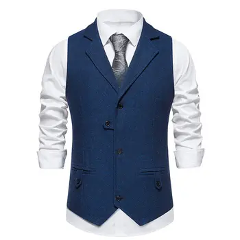 Мужской деловой блейзер Wasitcoat, Однобортное пальто, официальный темно-синий праздничный жилет, Модный стиль, Новое поступление 2023