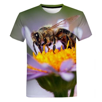 Мужская повседневная футболка с 3D-принтом Honey Bee в стиле хип-хоп, забавные футболки оверсайз с короткими рукавами.