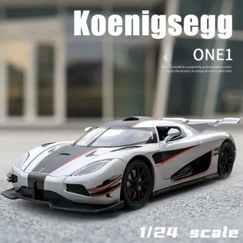 1/24 Koenigsegg One1 Сплавная Модель Автомобиля Игрушка, Отлитая под давлением со Звуком и Светом, Откидывающаяся Имитационная Масштабная Модель Автомобиля Игрушка для Мальчика Подарок на День Рождения