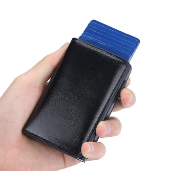 Держатель кредитной карты Мужской кошелек RFID Алюминиевая коробка Банк Кошельки из искусственной кожи с зажимом для денег Дизайнерский держатель для карт
