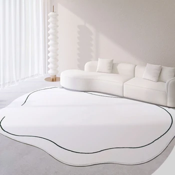 Декор спальни в стиле ИГ Белый ковер Однотонный плюшевый коврик неправильной формы Минималистичные ковры для гостиной Мягкий утолщенный коврик для кабинета