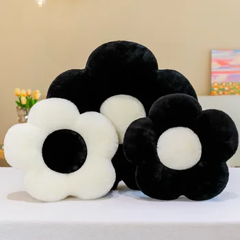Имитация кроличьей шерсти, цветочная подушка, новый черно-белый тренд, крутая роскошная подушка в виде лепестка подсолнуха, подарок на день рождения