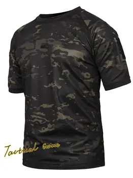 Новая уличная быстросохнущая футболка, мужская летняя футболка с коротким рукавом и круглым вырезом, тактический камуфляж из питона, быстросохнущая боевая тренировочная одежда