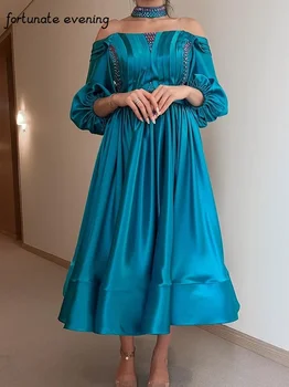 Удачный вечер, Элегантное винтажное платье трапециевидной формы с оборками из голубого хрусталя, расшитое бисером Для торжественных случаев, платье для выпускного вечера, вечерние платья для вечеринок