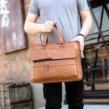 Новые винтажные маленькие мужские сумки Повседневные кожаные сумки для ноутбуков Мужские деловые дорожные сумки-мессенджеры Мужская сумка через плечо
