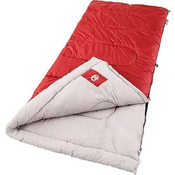 Прямоугольное покрытие из красного полиэстера Palmetto 30 ° F и подкладка из мягкого трикотажа, двусторонняя молния, спальный мешок для взрослых для кемпинга