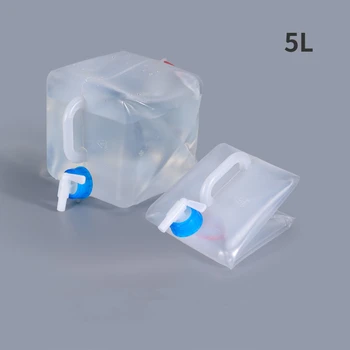 1 шт. Пластиковый пустой складной мешок для воды объемом 5 л с ручкой и краном, складные контейнеры для воды, ведро для жидкости из пищевого материала