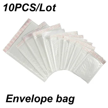 10 шт./лот, пузырчатая сумка-конверт, белые пузырчатые полимерные почтовые пакеты с самозаклеивающейся подкладкой, мягкие конверты для почтовой рассылки с журнальной подкладкой.