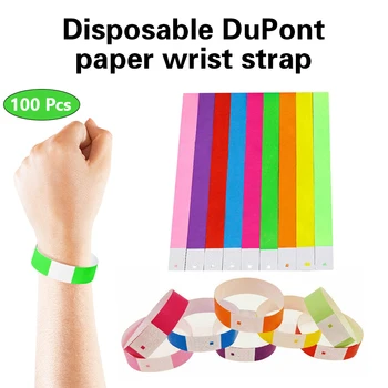 Устойчивый к разрыву Водонепроницаемый бумажный ремешок для вечеринки Бумажный браслет Разноцветные браслеты для билетов на мероприятия Идентификационная полоса