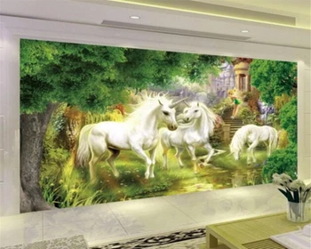 Beibehang Пользовательские обои 3D детская комната натуральный лес единорог фотообои украшение дома фон фрески papel mural