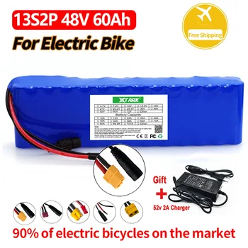 E-bike 48v Аккумуляторная Батарея 60Ah 18650 Литий-Ионный Аккумулятор 13S2P 1000w Комплект Для Переоборудования Велосипеда Мотоцикла Электрический Скутер BMS + Зарядное устройство