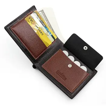 Тонкие 2-х складные кошельки, матовый полированный Внутренний карман на молнии, держатель для удостоверения личности, Классический держатель для удостоверения личности, мужской короткий кошелек для ежедневного использования