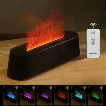 USB Flame Диффузор с ароматическими эфирными маслами Ультразвуковой Туманообразователь Бытовой Увлажнитель воздуха с дистанционным управлением Небулайзер с цветной лампой